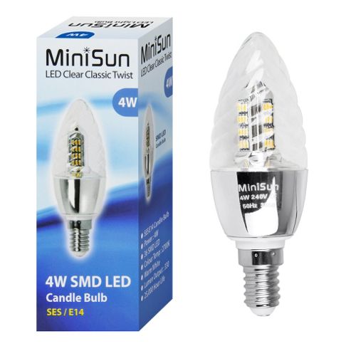Image of Minisun Ses 4w 36 Smd Led Classic Twist Candle Bulb 2700k 330lm