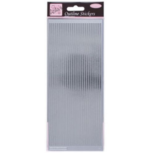 Image of Outline Stickers Straight Line Borders Silver