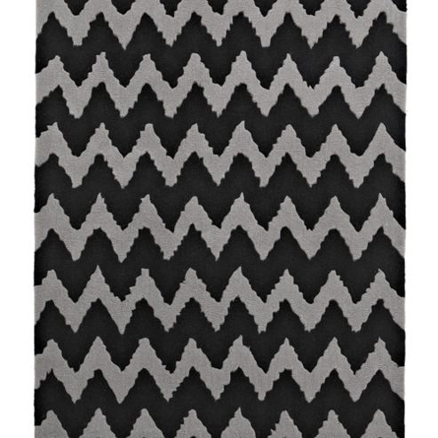 Image of Think Rugs Hong Kong Black/grey Tufted Rug - 150 Cm X 230 Cm (4 Ft 11 In X 7 Ft 7 In)