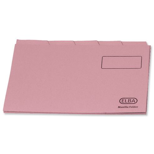 Image of Elba Tabbed Folder Recycled Lightweight 180gsm Foolscap Pink Ref 100090121 [pack 100]