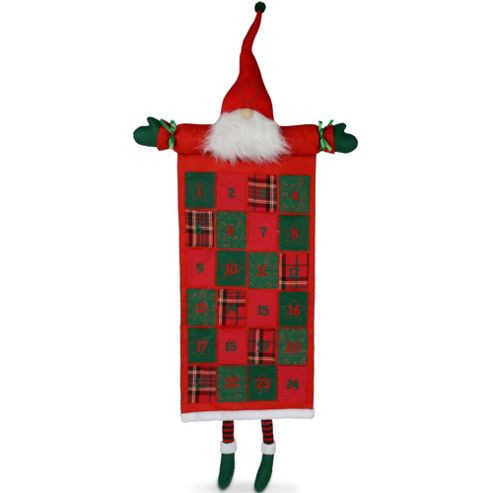 Image of Large Hanging Red & Green Fabric Father Christmas Advent Calendar