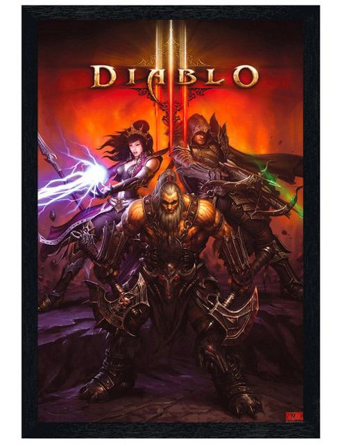 Image of Diablo 3 Black Wooden Framed Heroes Poster