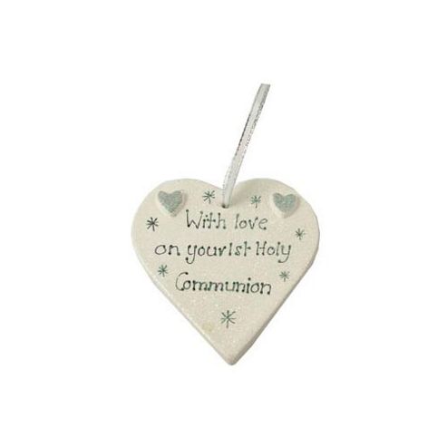 Image of Holy Communion Sparkle Heart - Silver Keepsake