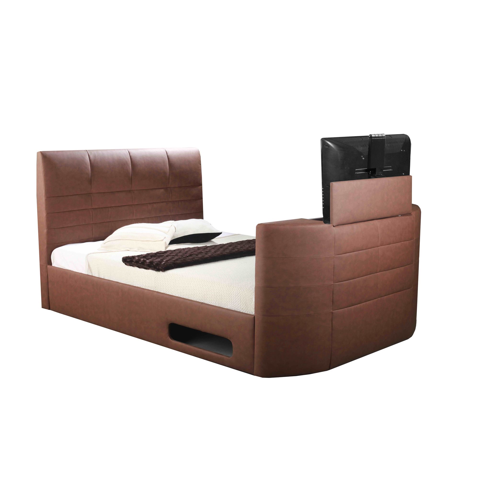 Altruna Miami Electric Wireless TV Bed - Double - Chocolate Brown - With Ottoman at Tescos Direct
