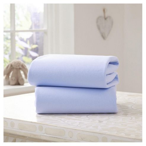 Image of Clair De Lune Fitted Cotton Interlock Sheets - Cot Bed (blue)