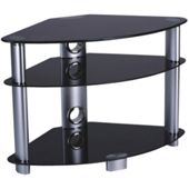 Iconic TV Stand with Black Glass and Silver Legs for up 37 inch