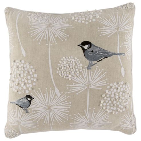 Image of Tesco Embroidered Bird Cushion, Multicoloured