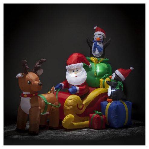 Image of Inflatable Santa On Sleigh With Friends, 6ft