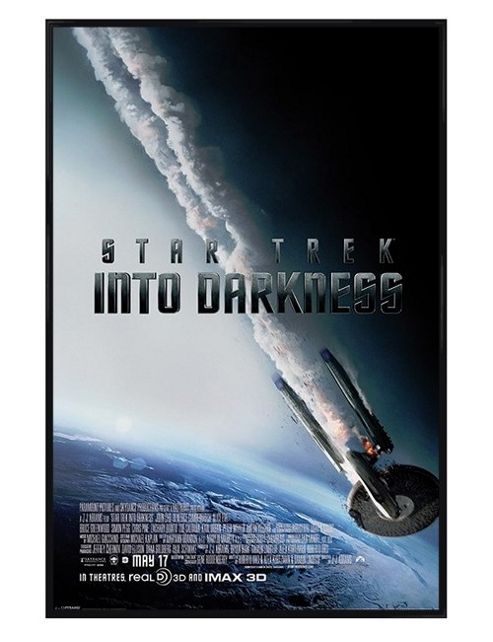 Image of Gloss Black Framed Star Trek: Into Darkness Fiery Enterprise Poster