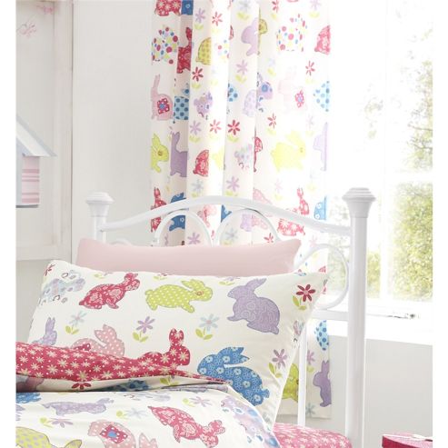 Image of Catherine Lansfield Home Kids Bunnies Multi Coloured Cotton Rich Curtains 66x72