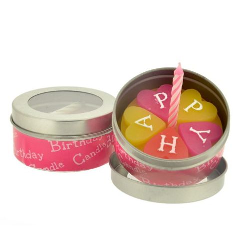 Image of Novelty Heart Design 'cake In A Tin' Birthday Candle Set
