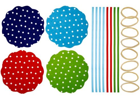 Image of Home Made Pack Of Eight Polka Dot Patterned Fabric Jam Cover Kits