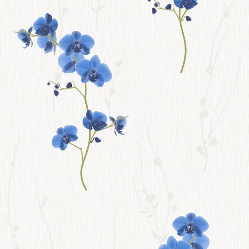 Image of Muriva Orchid Wallpaper - Blue