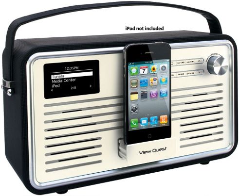Image of Viewquest Retro Wifi Internet/dab+/fm Radio With Ipod Dock (black And Cream)