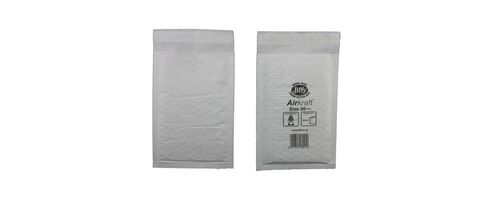 Image of Jiffy Airkraft Postal Bags Bubble-lined Peel And Seal No.00 White 115x195mm Ref Jl-00 [pack 100]