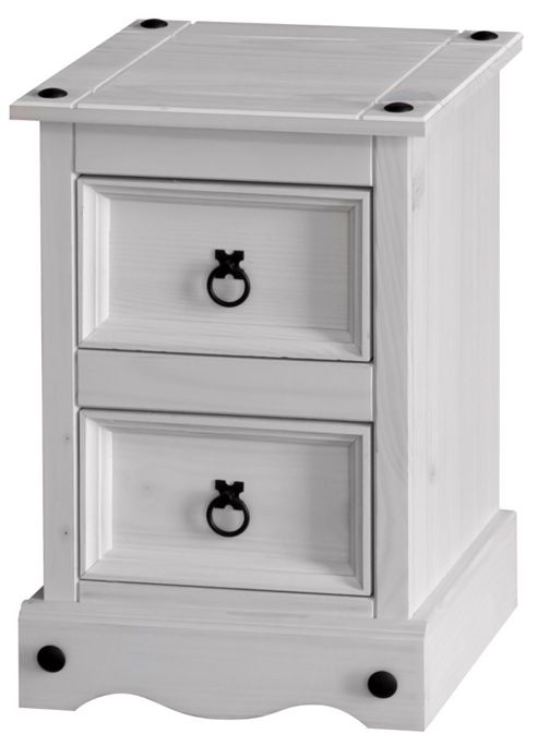 Image of Core Products Corona White Washed Crw509 2 Drawer Bedside Table