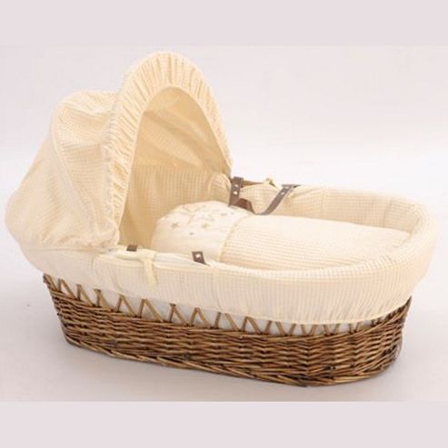 Image of Clair De Lune Stardust Dark Wicker Moses Basket (cream)