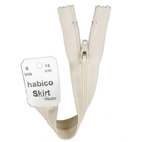 Image of Skirt Zip - 15cm - Ecru