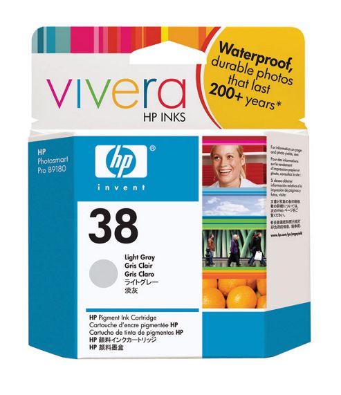 Image of Hp 38 Light Pigment Ink Cartridge - Grey