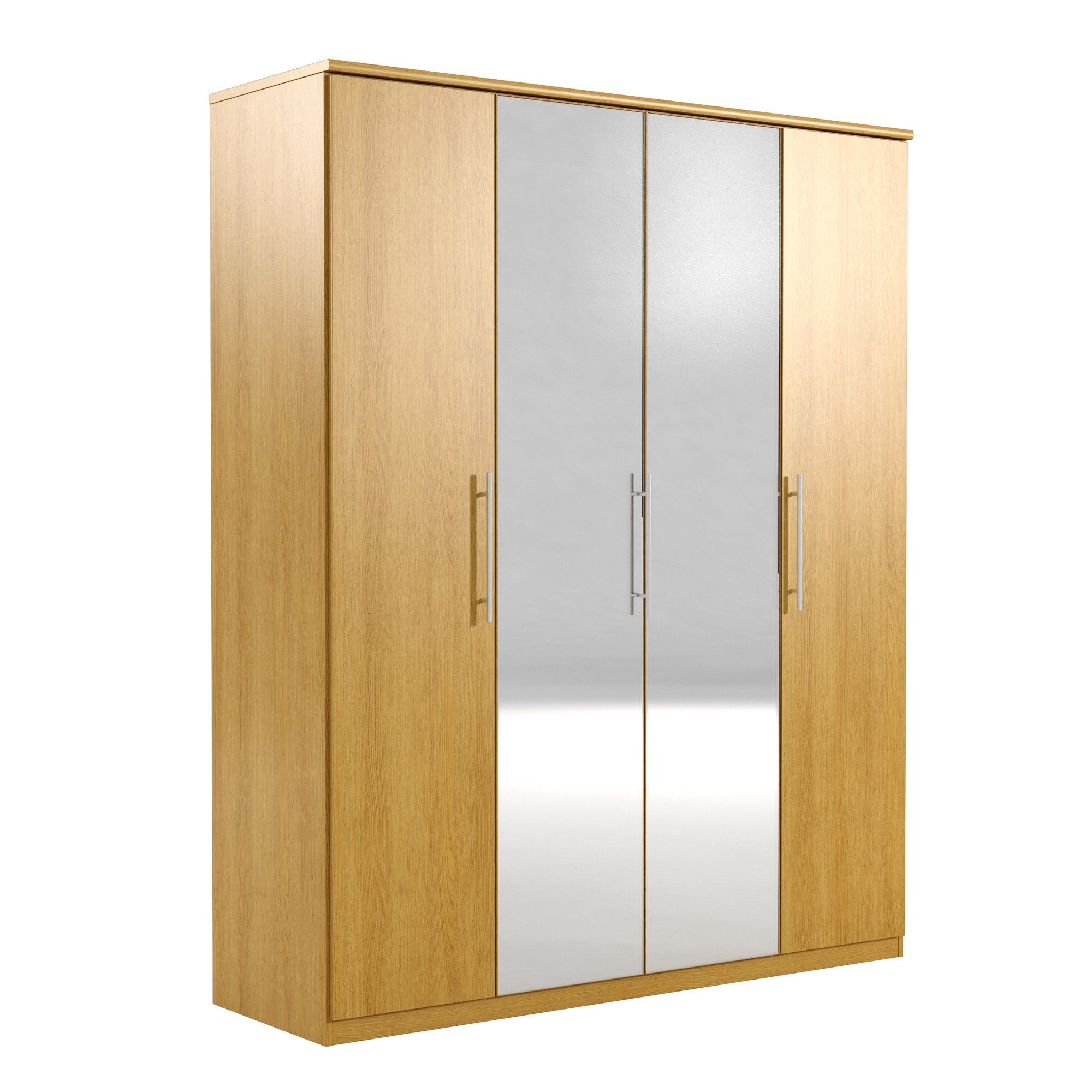 Urbane Designs Prague 4 Door Wardrobe - Oak at Tesco Direct