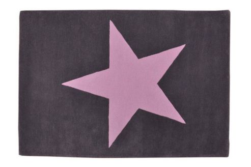 Image of Lorena Canals Star Dark Grey And Pink Children's Rug - 140 Cm W X 200 Cm D (4 Ft 9 In X 6 Ft 6.5 In)