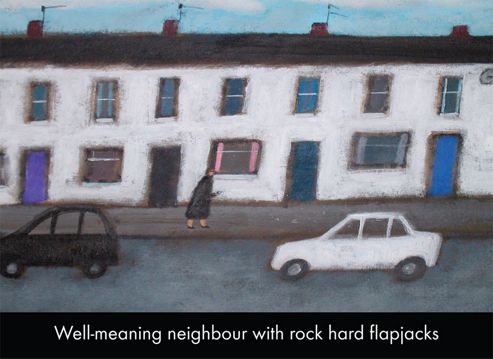 Image of Holy Mackerel Well Meaning Neighbour With Rock Hard Flapjacks Greetings Card