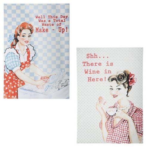 Image of Retro Ladies Tea Towel 2 Pack