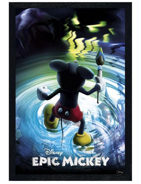 Image of Disney Epic Mickey Black Wooden Framed Fearless Mickey Poster