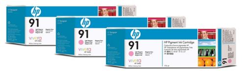 Image of Hp 91 3-pack 775-ml Light Magenta Pigment Ink Cartridges