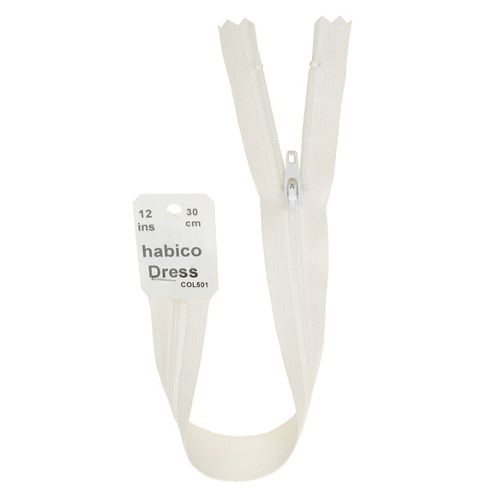 Image of Dress Zip - 30cm - White