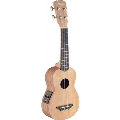 Image of Stagg Solid Cedar E Acoustic Soprano Ukulele - Redrose