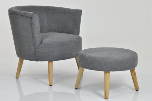 Image of Flynn Occasional Armchair & Footstool Grey Fabric
