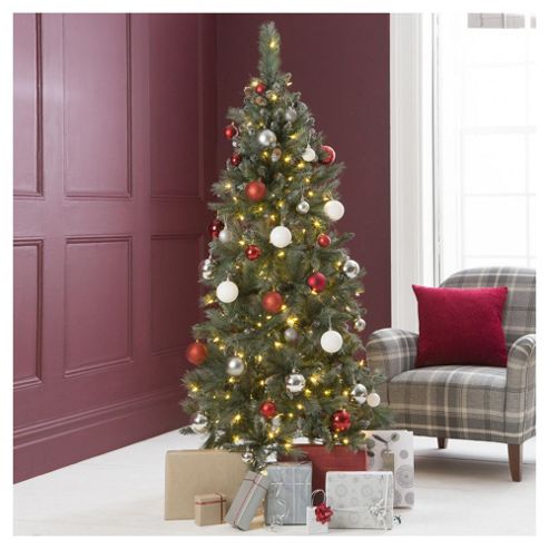 Image of Festive Prelit Montana Spruce Tree With Hinged Branches, 6ft