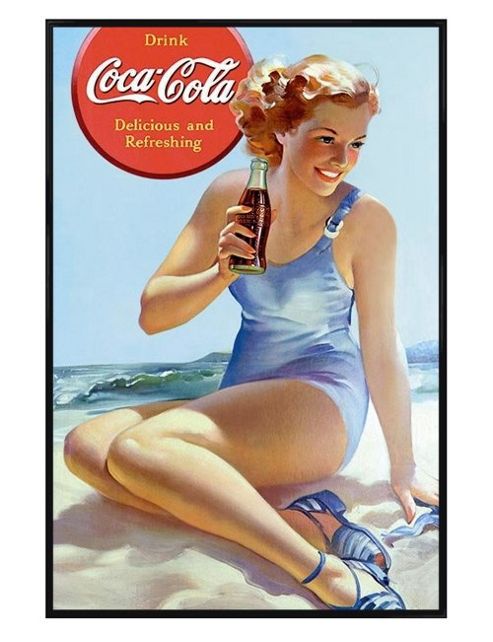 Image of Coca-cola Gloss Black Framed Retro Coke Poster