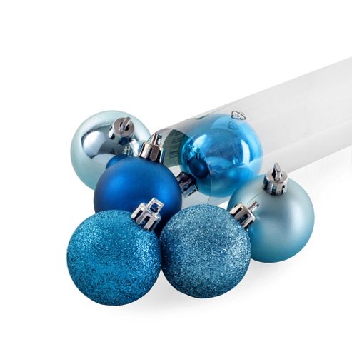 Image of Set Of Six Turquoise Blue Shatterproof Christmas Tree Baubles
