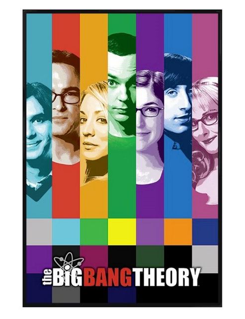Image of The Big Bang Theory Gloss Black Framed Rainbow Cast Tbbt Poster