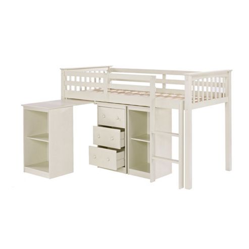 Image of Rustic Retreat Milo Mid Sleeper Sleep Station Bunk Bed - Solid Off - White