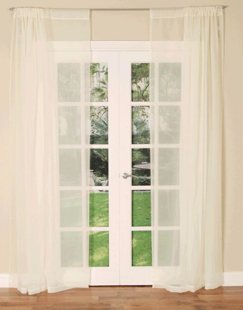 Image of Slot Top Single Voile Curtain Panel - Ivory