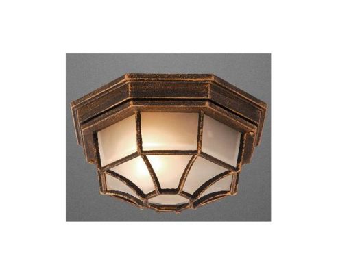 Image of Home Essence Perseus 1 Light Outdoor Flush Ceiling Light In Satin Nickel - Black Gold