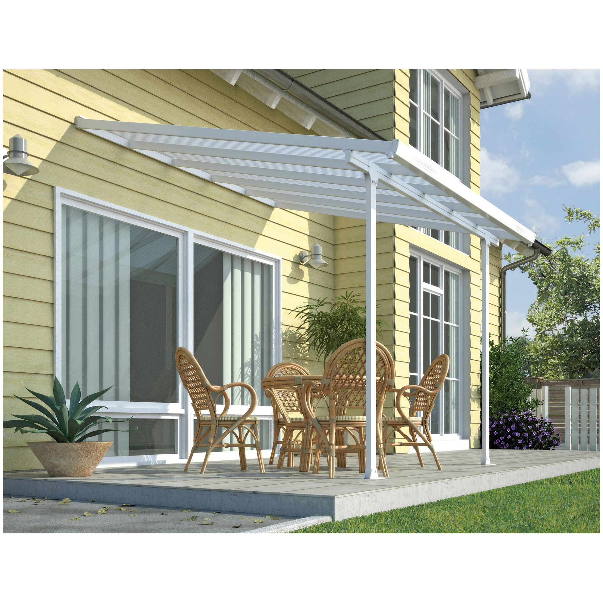 FERIA LEAN TO CARPORT AND PATIO COVER 3X4.2 WHITE at Tesco Direct