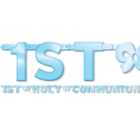 Image of Religious Occasions Holy Communion Letter Banner Blue (each)