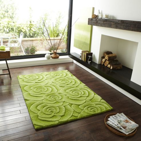 Image of Oriental Carpets & Rugs Valentine Vl-10 Green Rug - 90cm X 150cm