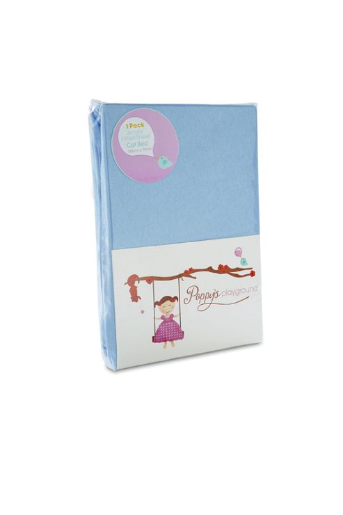 Image of Poppy's Playground Twin Pack Cot Bed Fitted Sheets 100% Jersey Cotton - Blue