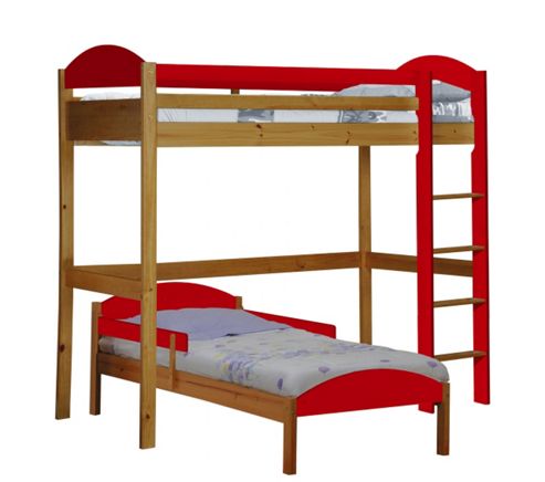 Image of Maximus L Shape High Sleeper Antique With Red Details