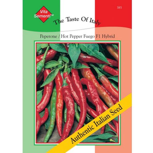 Image of Chilli Pepper 'fuego' F1 Hybrid (hot) - Vita Sementi&reg; Italian Seeds - 1 Packet (20 Chilli Pepper Seeds)
