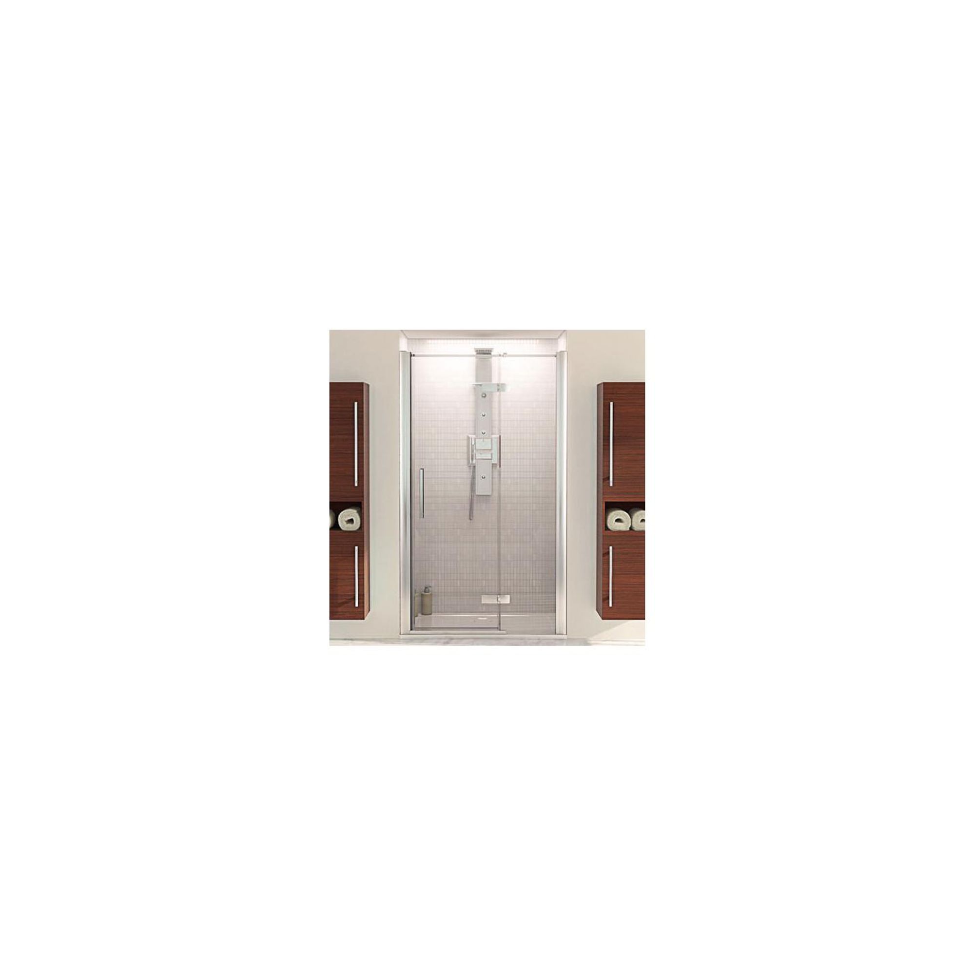 Aqualux AQUA8 Hinge Pivot Shower Door with Inline Panel, 1200mm Wide, Polished Silver Frame, 8mm Glass at Tesco Direct