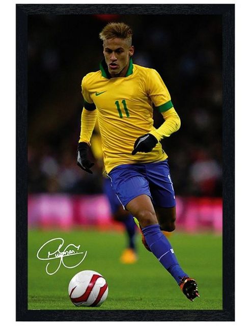 Image of Black Wooden Framed Neymar Da Silva Santos J--nior Poster