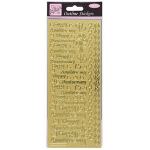 Image of Outline Stickers Happy Anniversary Gold