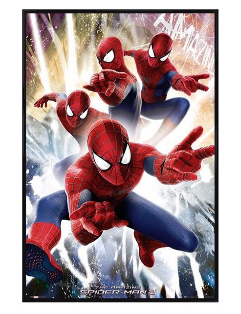 Image of Gloss Black Framed Spider Man Webslinger Collage Poster