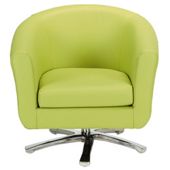 Swivel Leather Effect Tub Chair Lime Green